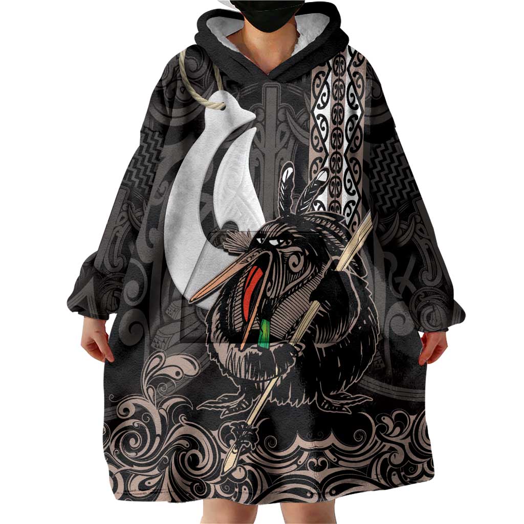 Aotearoa Hei Matau Wearable Blanket Hoodie Haka Kiwi Mix Maori Mangopare - Vibe Hoodie Shop