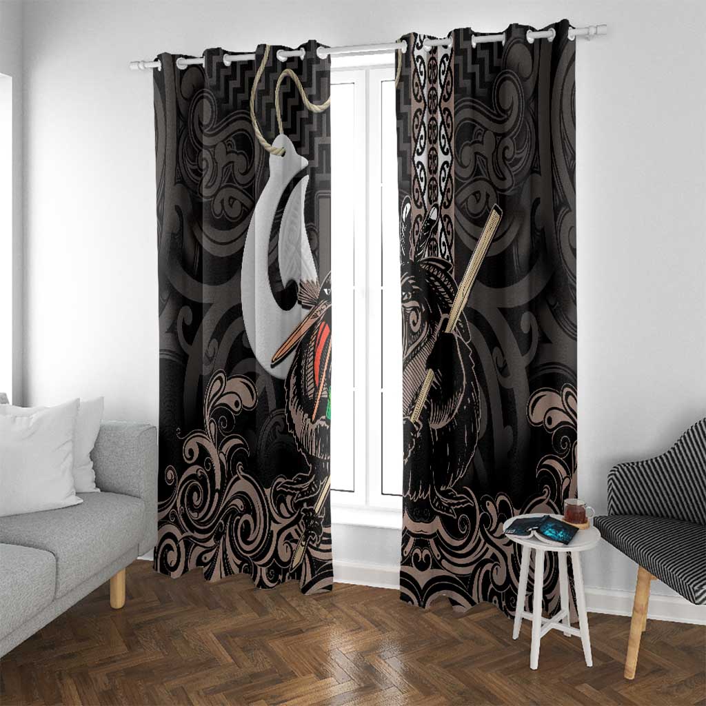 Aotearoa Hei Matau Window Curtain Haka Kiwi Mix Maori Mangopare