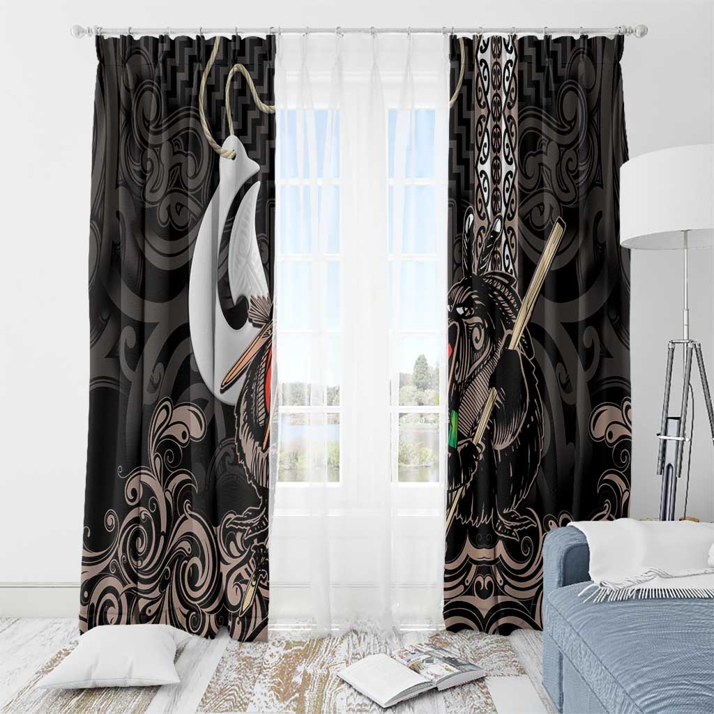 Aotearoa Hei Matau Window Curtain Haka Kiwi Mix Maori Mangopare