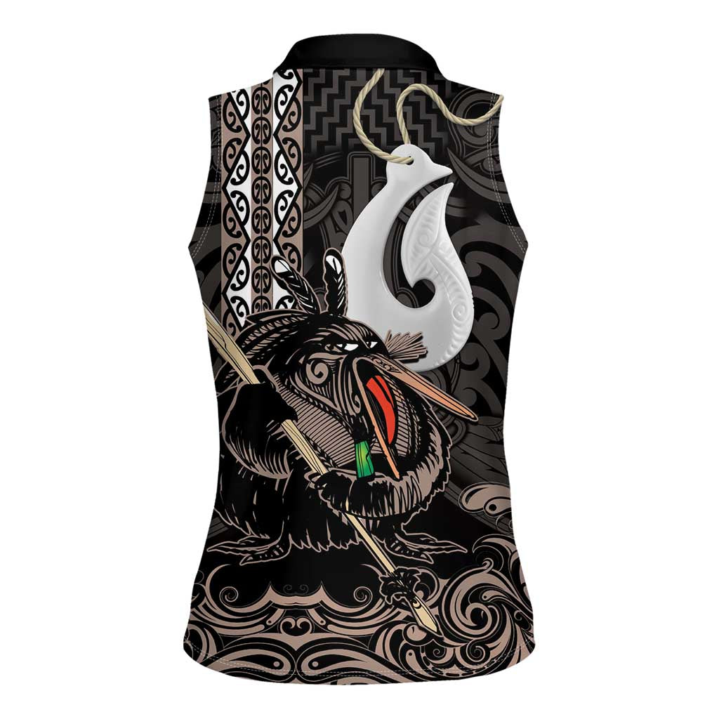 Aotearoa Hei Matau Women Sleeveless Polo Shirt Haka Kiwi Mix Maori Mangopare