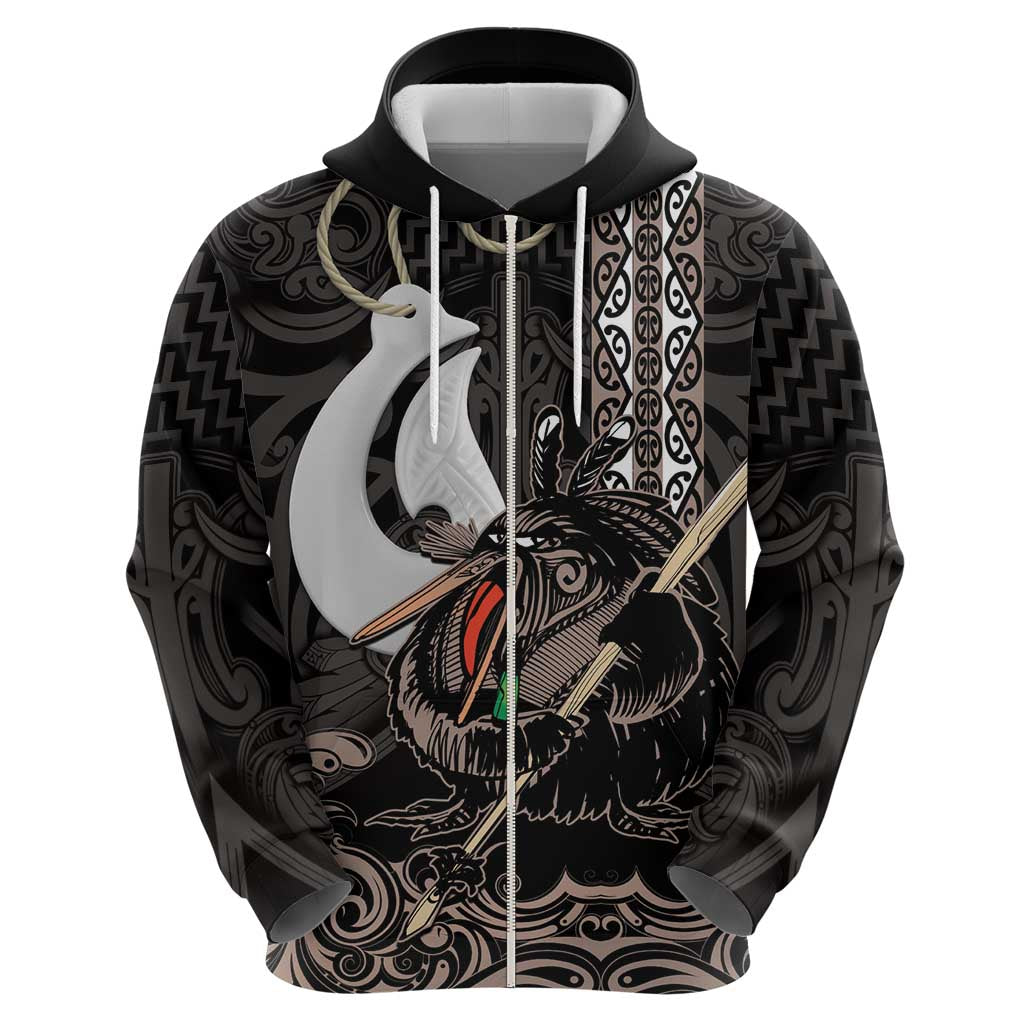 Aotearoa Hei Matau Zip Hoodie Haka Kiwi Mix Maori Mangopare - Vibe Hoodie Shop