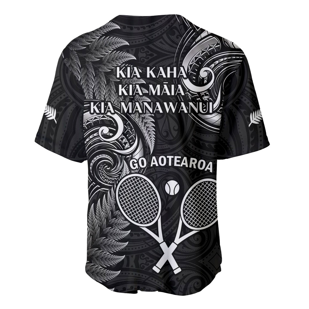 New Zealand Tiki Tennis Baseball Jersey 2024 Aotearoa Tenehi Maori Silver Fern - Black - Vibe Hoodie Shop