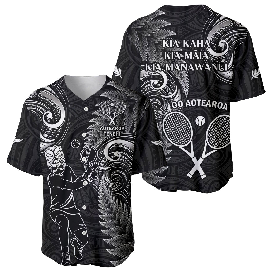 New Zealand Tiki Tennis Baseball Jersey 2024 Aotearoa Tenehi Maori Silver Fern - Black - Vibe Hoodie Shop