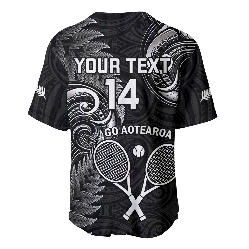 Custom New Zealand Tiki Tennis Baseball Jersey 2024 Aotearoa Tenehi Maori Silver Fern - Black - Vibe Hoodie Shop