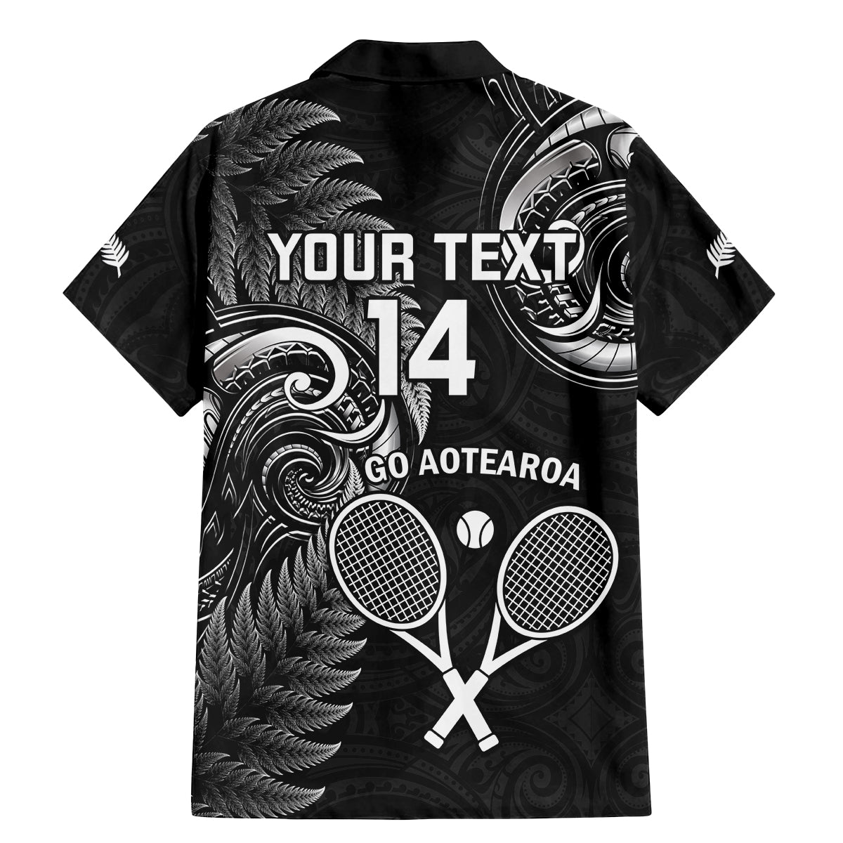 Custom New Zealand Tiki Tennis Family Matching Mermaid Dress and Hawaiian Shirt 2024 Aotearoa Tenehi Maori Silver Fern - Black