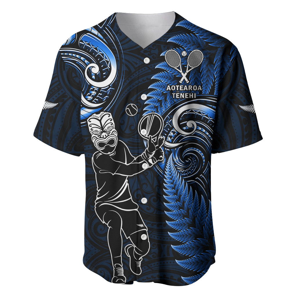 New Zealand Tiki Tennis Baseball Jersey 2024 Aotearoa Tenehi Maori Silver Fern - Blue - Vibe Hoodie Shop