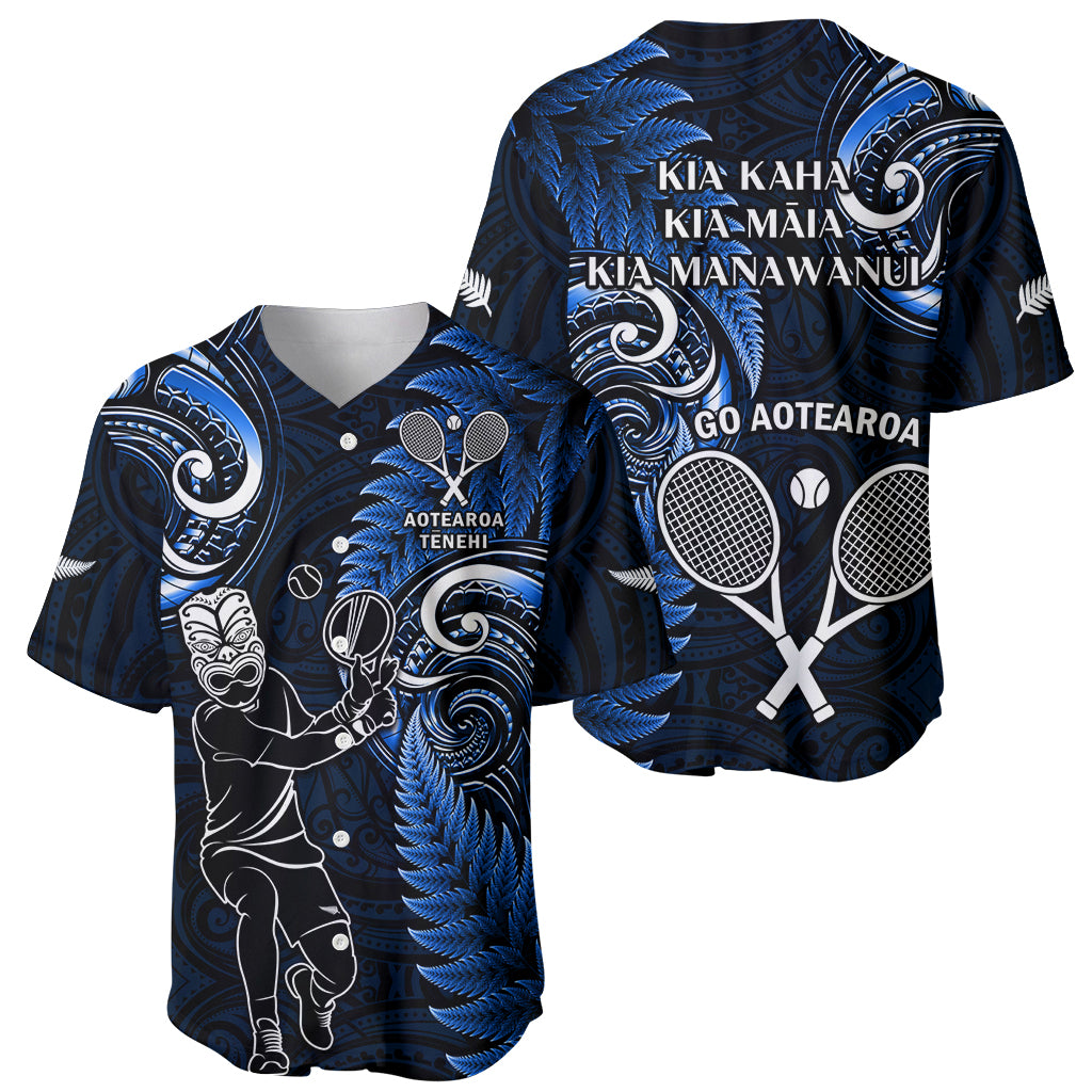 New Zealand Tiki Tennis Baseball Jersey 2024 Aotearoa Tenehi Maori Silver Fern - Blue - Vibe Hoodie Shop