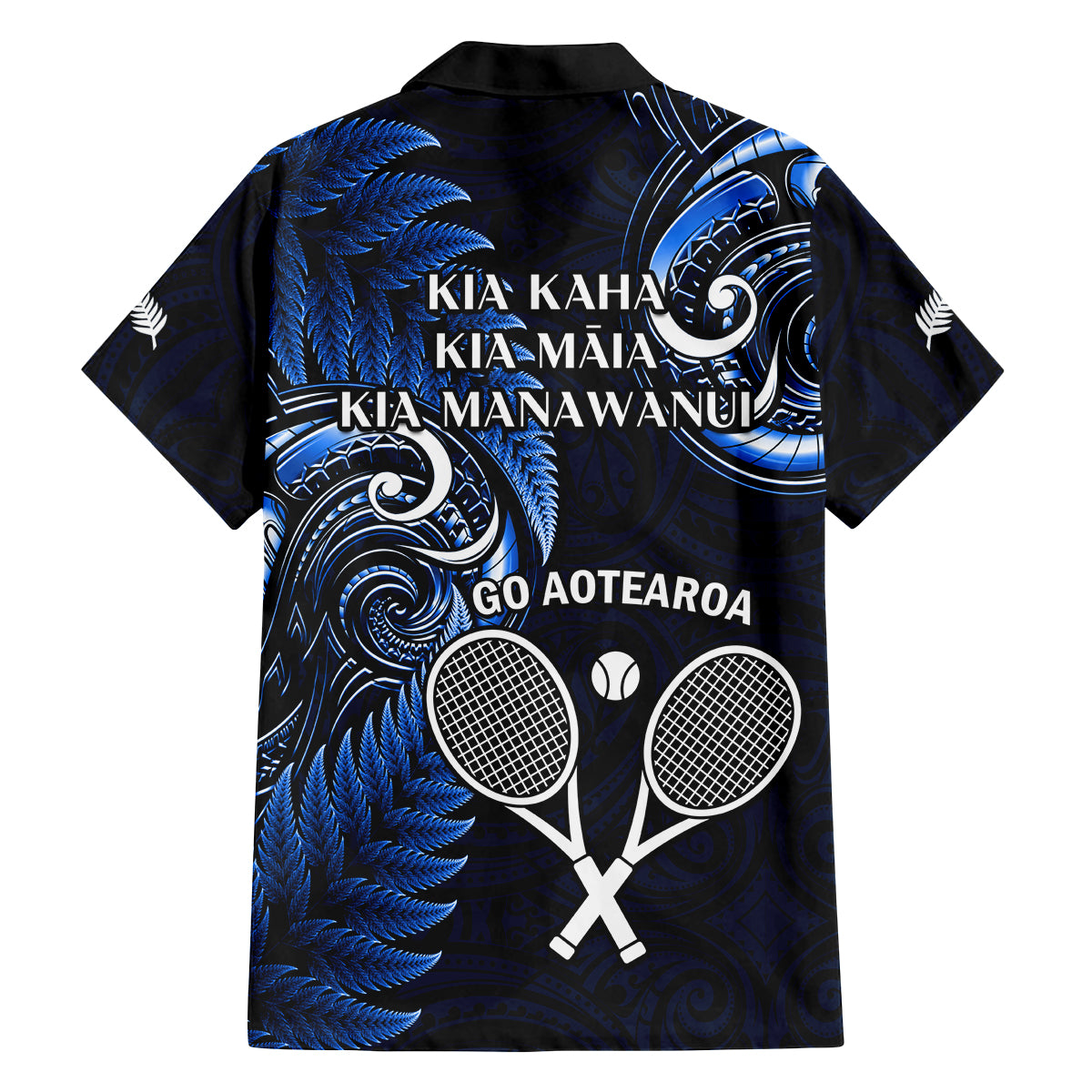 New Zealand Tiki Tennis Family Matching Puletasi and Hawaiian Shirt 2024 Aotearoa Tenehi Maori Silver Fern - Blue