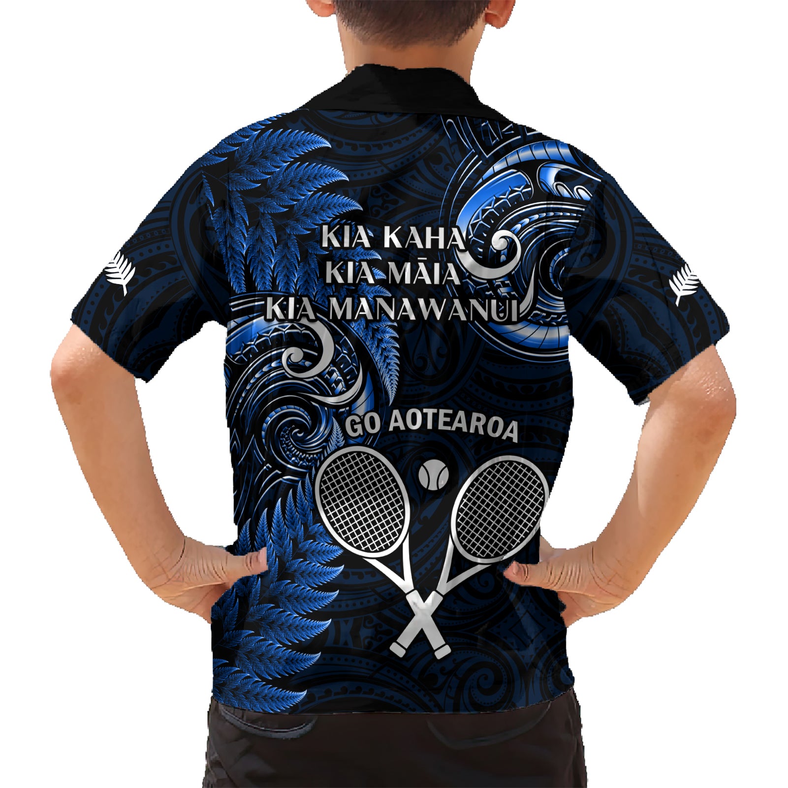 New Zealand Tiki Tennis Hawaiian Shirt 2024 Aotearoa Tenehi Maori Silver Fern - Blue - Vibe Hoodie Shop