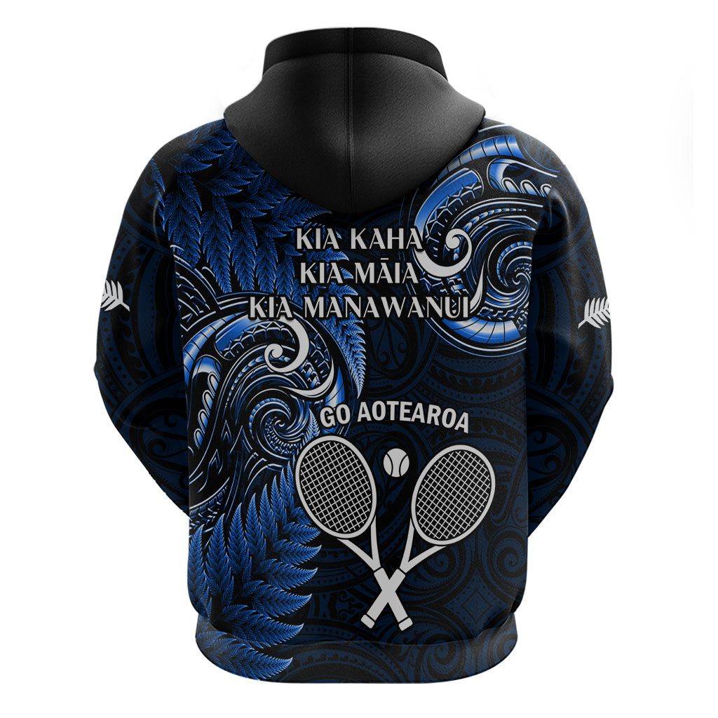 New Zealand Tiki Tennis Hoodie 2024 Aotearoa Tenehi Maori Silver Fern - Blue - Vibe Hoodie Shop