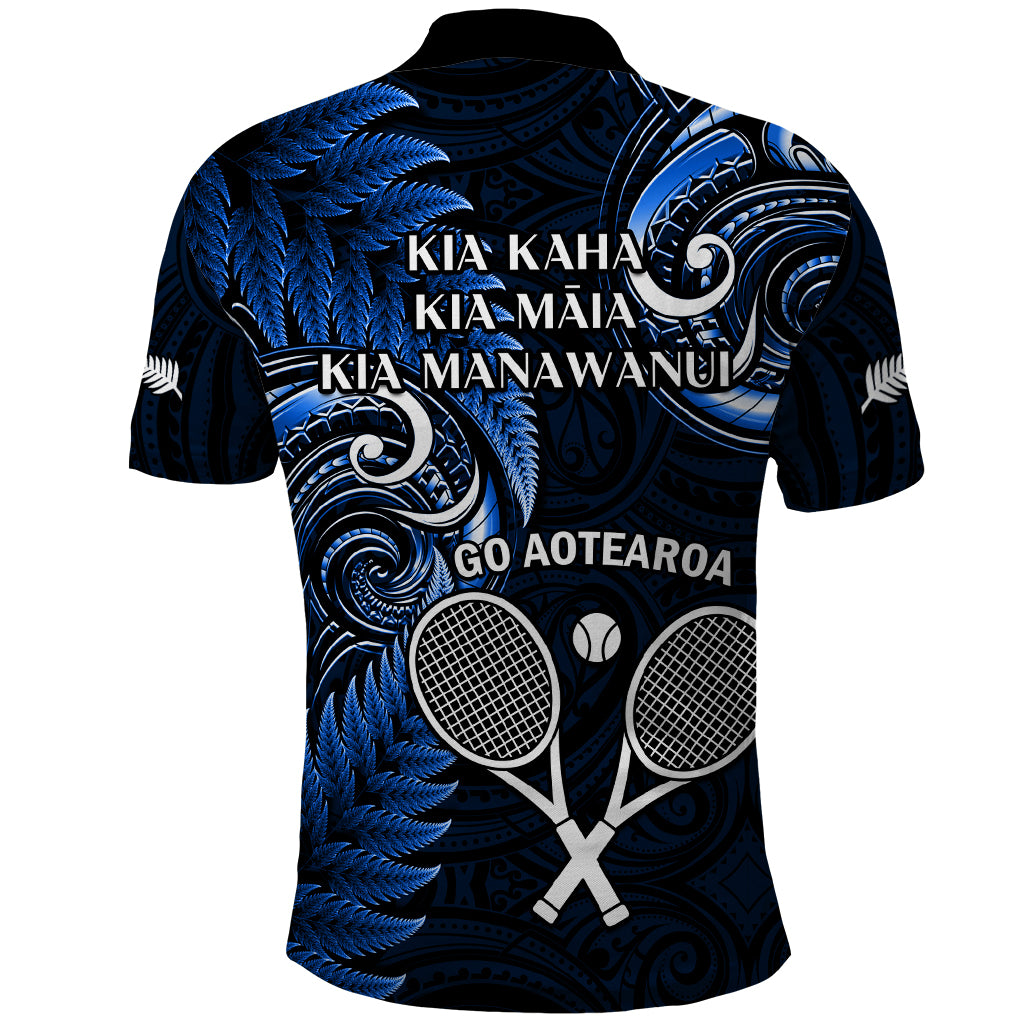 New Zealand Tiki Tennis Polo Shirt 2024 Aotearoa Tenehi Maori Silver Fern - Blue - Vibe Hoodie Shop