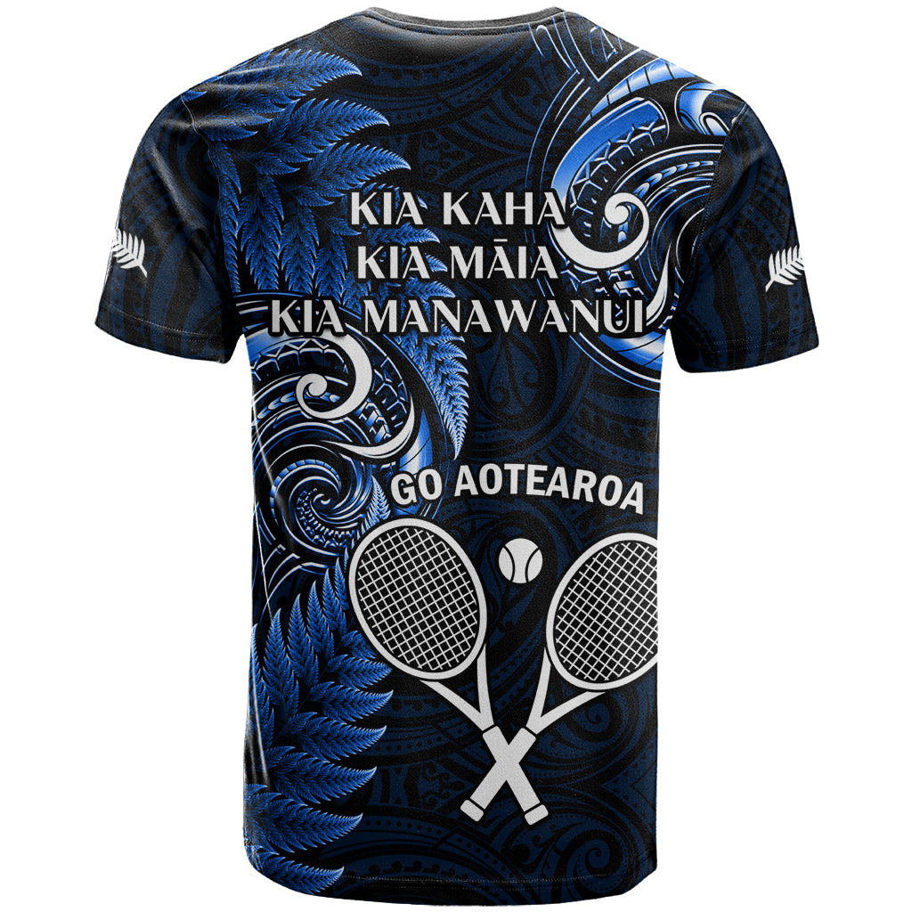 New Zealand Tiki Tennis T Shirt 2024 Aotearoa Tenehi Maori Silver Fern - Blue - Vibe Hoodie Shop