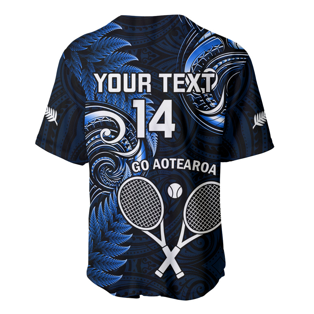 Custom New Zealand Tiki Tennis Baseball Jersey 2024 Aotearoa Tenehi Maori Silver Fern - Blue - Vibe Hoodie Shop