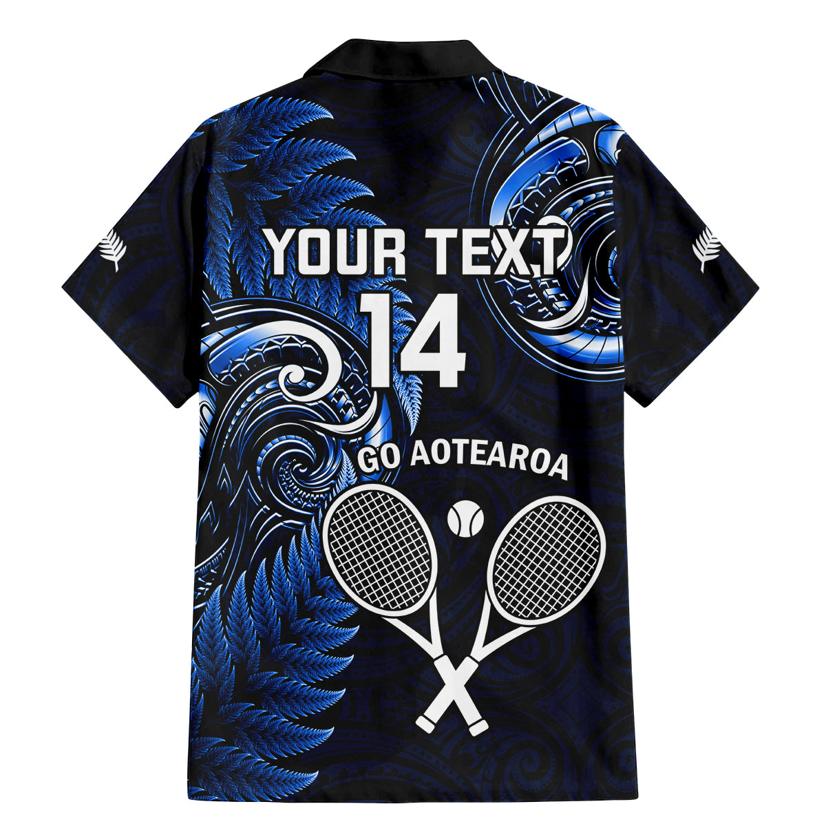 Custom New Zealand Tiki Tennis Family Matching Mermaid Dress and Hawaiian Shirt 2024 Aotearoa Tenehi Maori Silver Fern - Blue