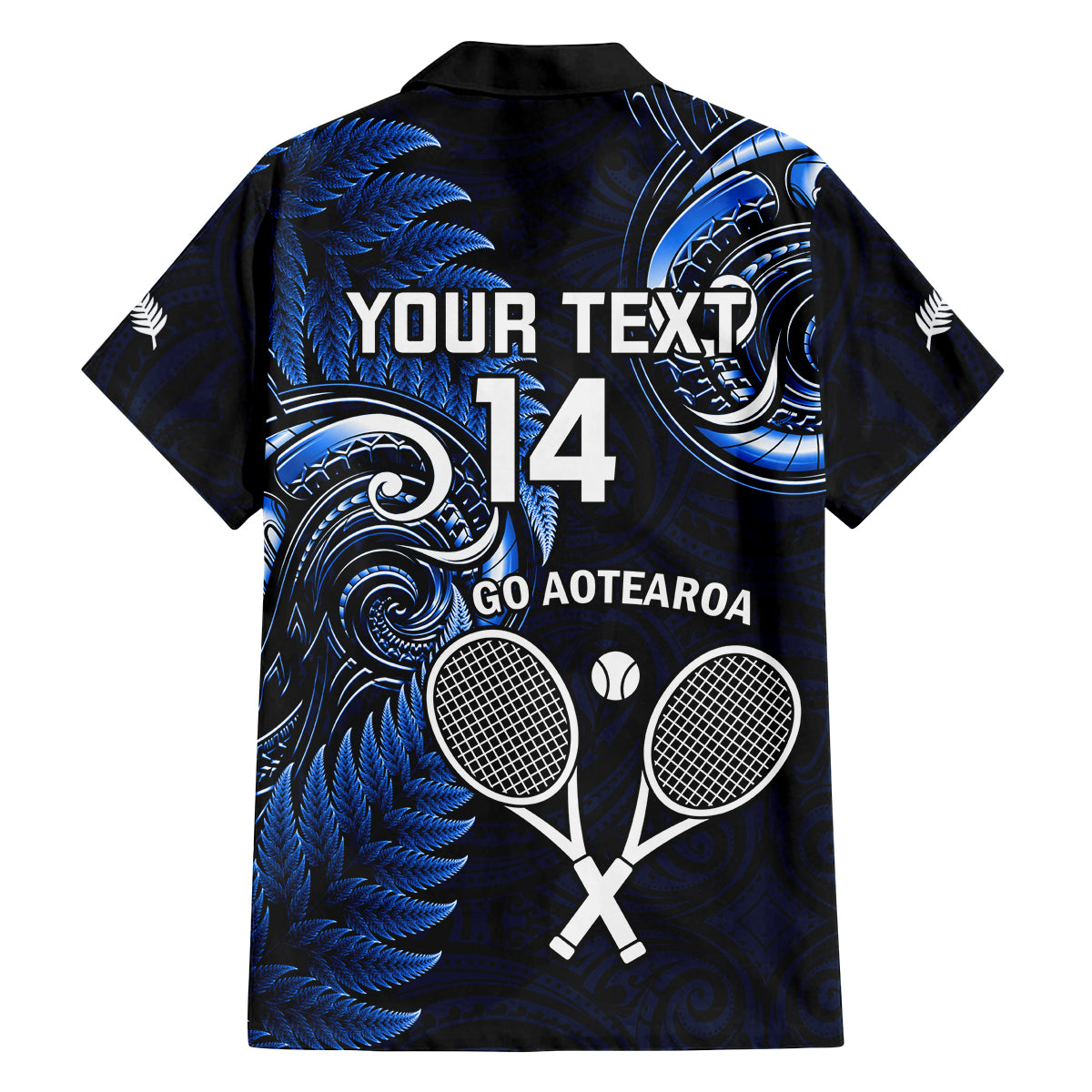 Custom New Zealand Tiki Tennis Family Matching Puletasi and Hawaiian Shirt 2024 Aotearoa Tenehi Maori Silver Fern - Blue