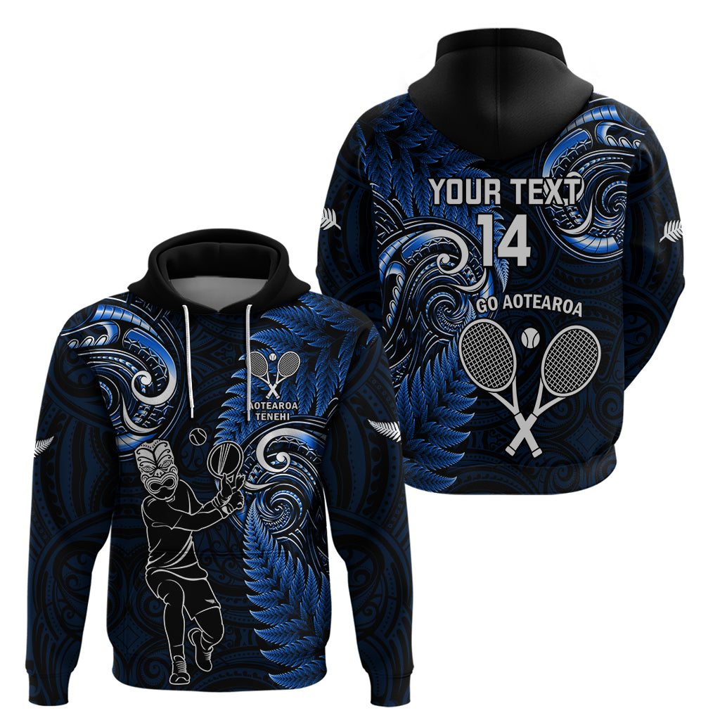 Custom New Zealand Tiki Tennis Hoodie 2024 Aotearoa Tenehi Maori Silver Fern - Blue - Vibe Hoodie Shop