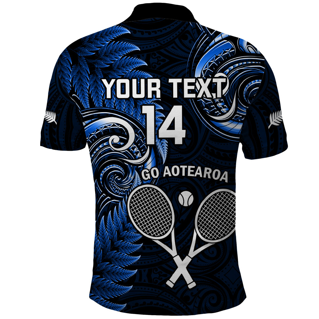 Custom New Zealand Tiki Tennis Polo Shirt 2024 Aotearoa Tenehi Maori Silver Fern - Blue - Vibe Hoodie Shop