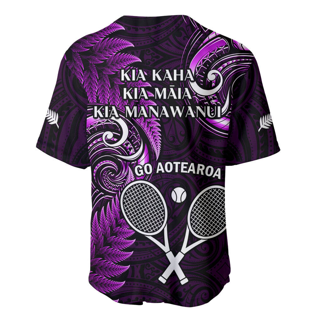 New Zealand Tiki Tennis Baseball Jersey 2024 Aotearoa Tenehi Maori Silver Fern - Purple - Vibe Hoodie Shop