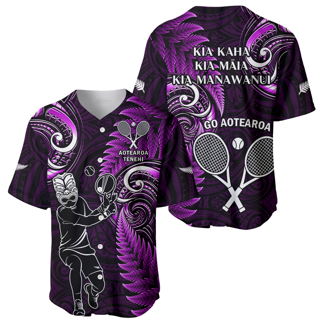 New Zealand Tiki Tennis Baseball Jersey 2024 Aotearoa Tenehi Maori Silver Fern - Purple - Vibe Hoodie Shop