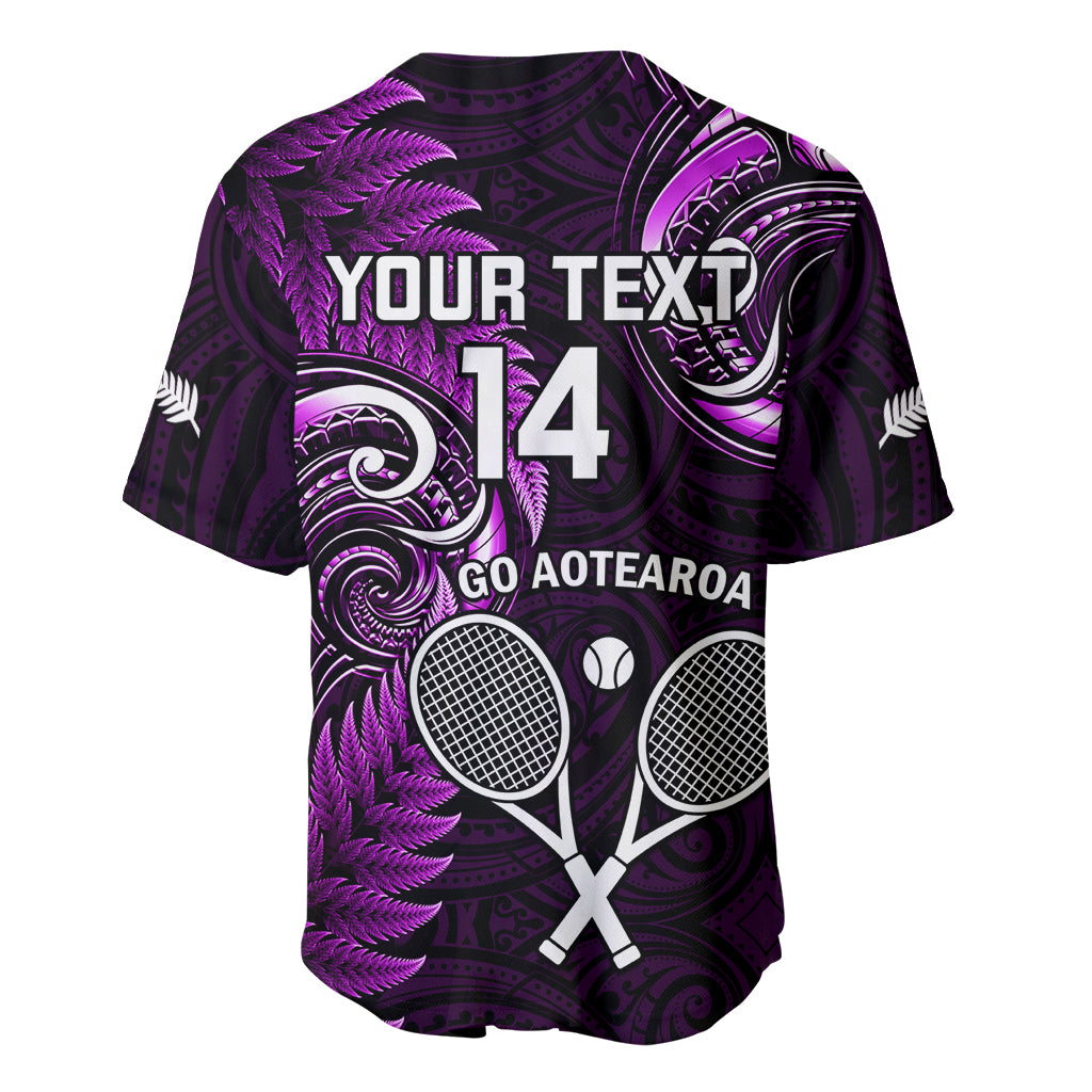 Custom New Zealand Tiki Tennis Baseball Jersey 2024 Aotearoa Tenehi Maori Silver Fern - Purple - Vibe Hoodie Shop