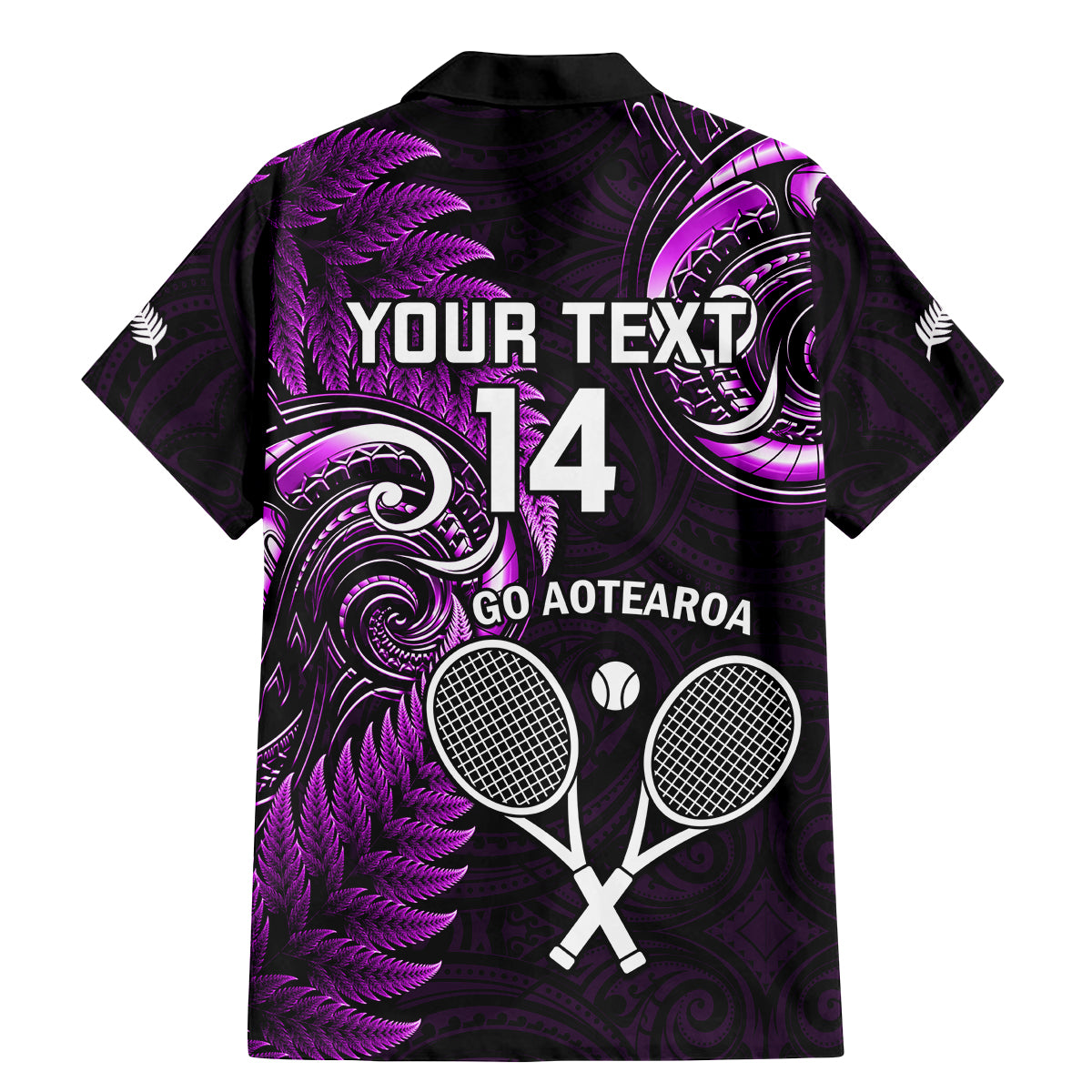 Custom New Zealand Tiki Tennis Family Matching Mermaid Dress and Hawaiian Shirt 2024 Aotearoa Tenehi Maori Silver Fern - Purple