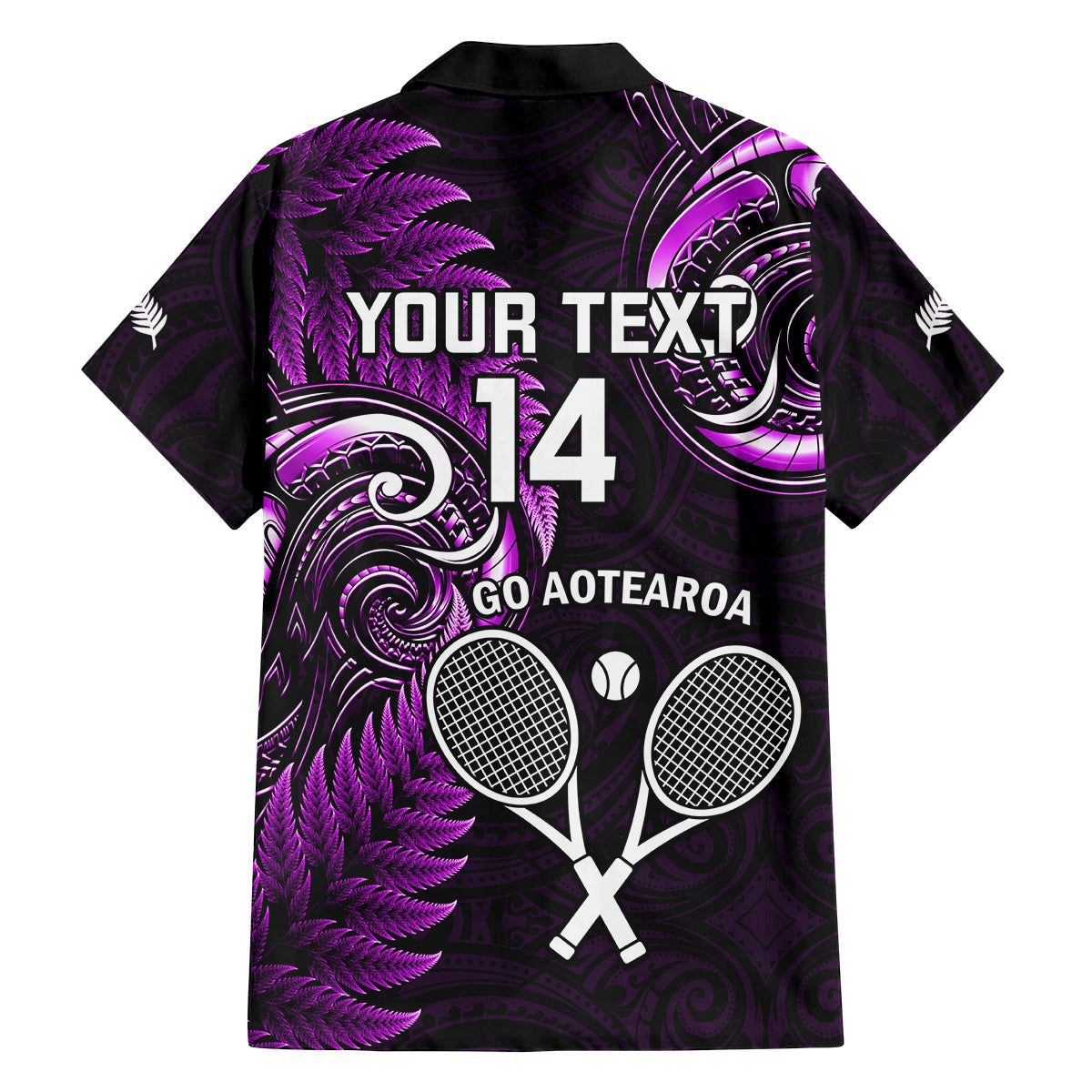 Custom New Zealand Tiki Tennis Family Matching Puletasi and Hawaiian Shirt 2024 Aotearoa Tenehi Maori Silver Fern - Purple