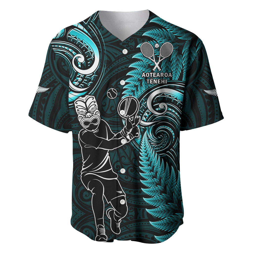 New Zealand Tiki Tennis Baseball Jersey 2024 Aotearoa Tenehi Maori Silver Fern - Turquoise - Vibe Hoodie Shop