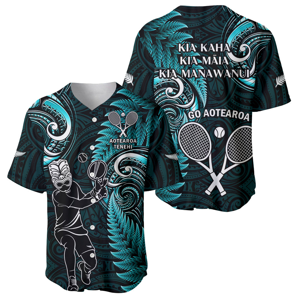 New Zealand Tiki Tennis Baseball Jersey 2024 Aotearoa Tenehi Maori Silver Fern - Turquoise - Vibe Hoodie Shop