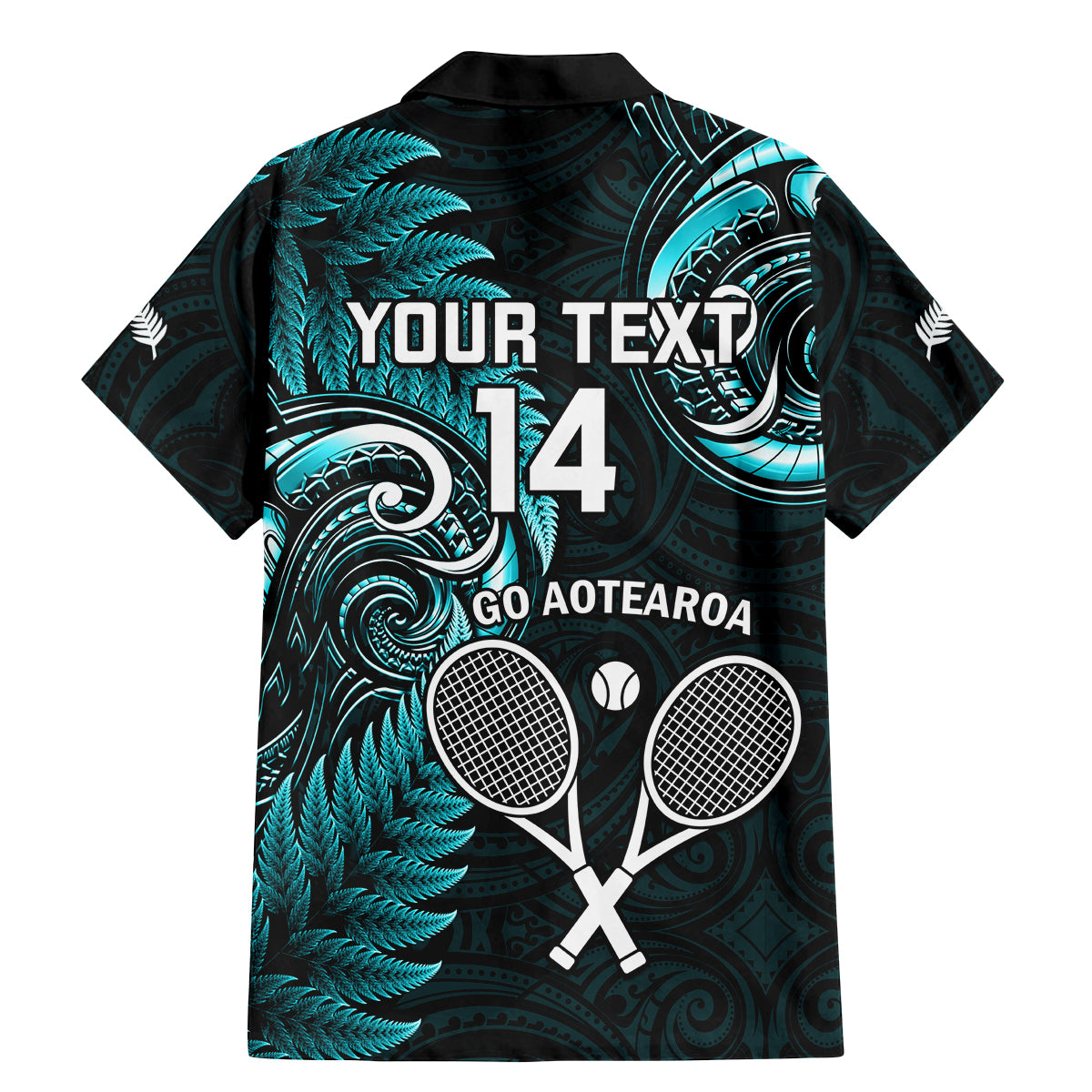 Custom New Zealand Tiki Tennis Family Matching Mermaid Dress and Hawaiian Shirt 2024 Aotearoa Tenehi Maori Silver Fern - Turquoise