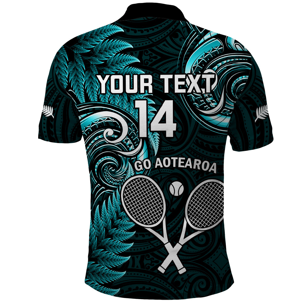 Custom New Zealand Tiki Tennis Polo Shirt 2024 Aotearoa Tenehi Maori Silver Fern - Turquoise - Vibe Hoodie Shop