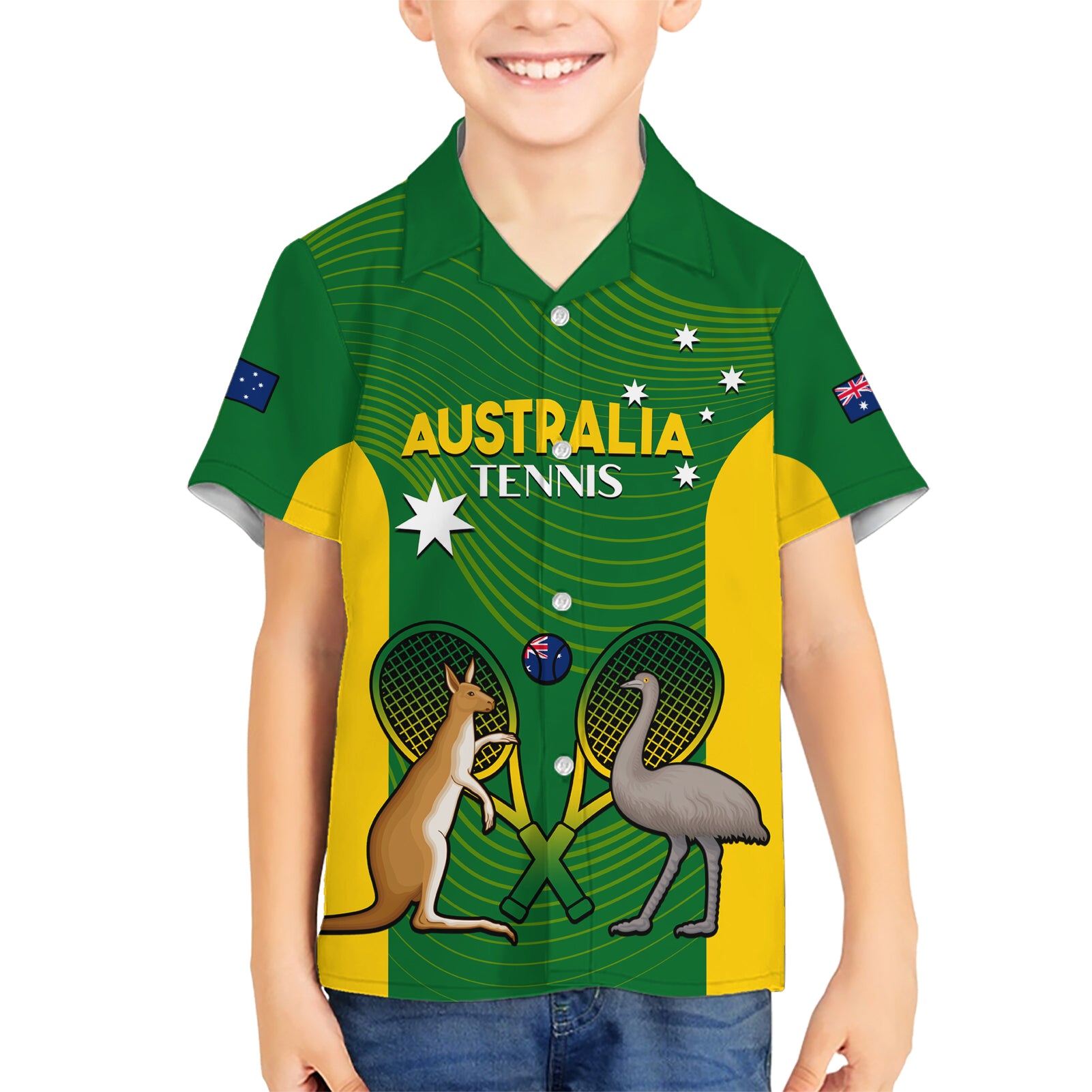 Personalised Australia Tennis Hawaiian Shirt Aussie Pride National Color - Vibe Hoodie Shop