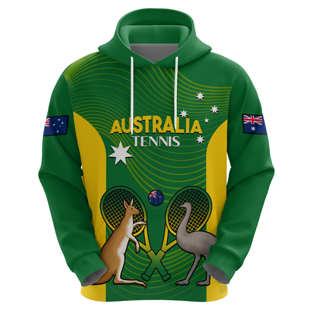 Personalised Australia Tennis Hoodie Aussie Pride National Color - Vibe Hoodie Shop