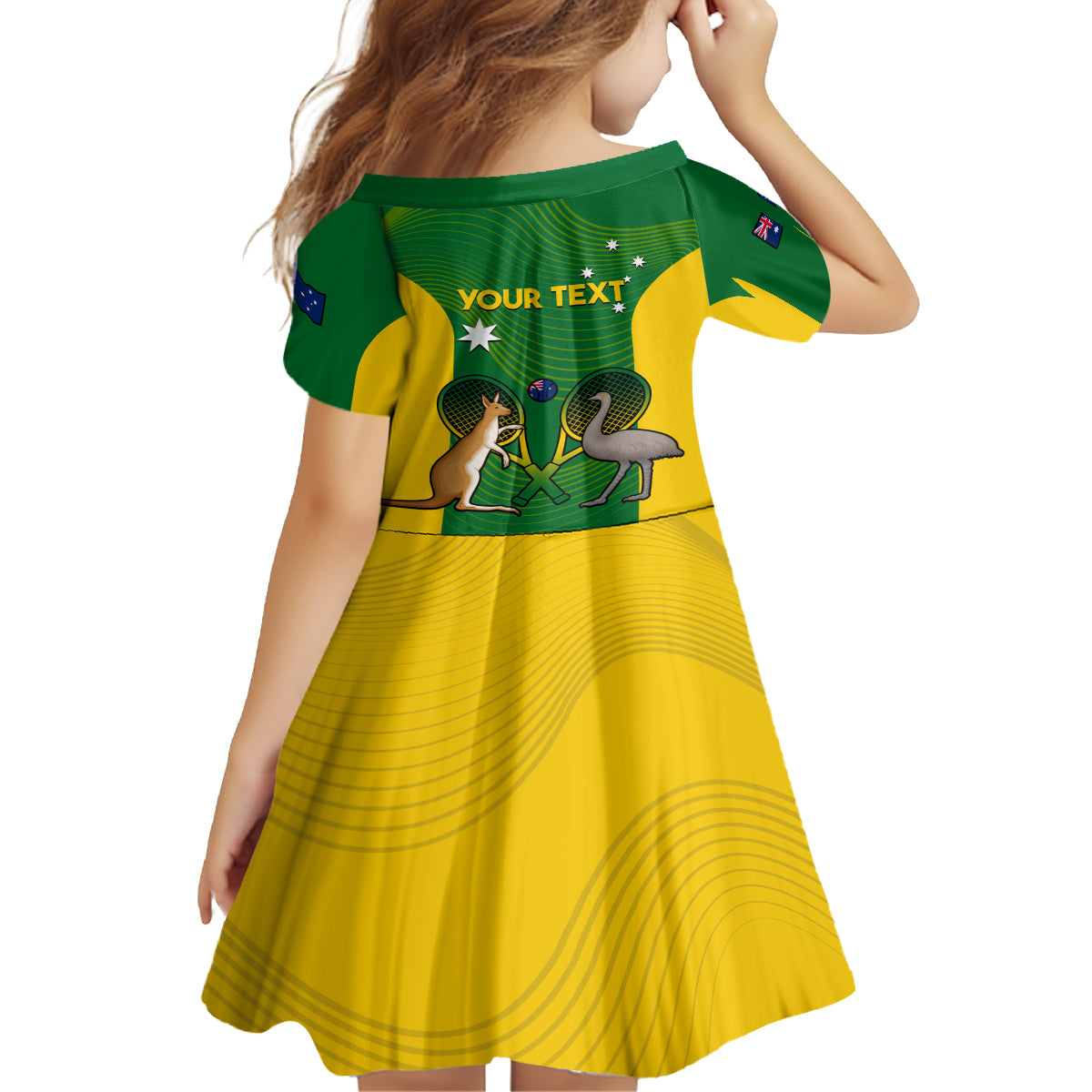 Personalised Australia Tennis Kid Short Sleeve Dress Aussie Pride National Color - Vibe Hoodie Shop