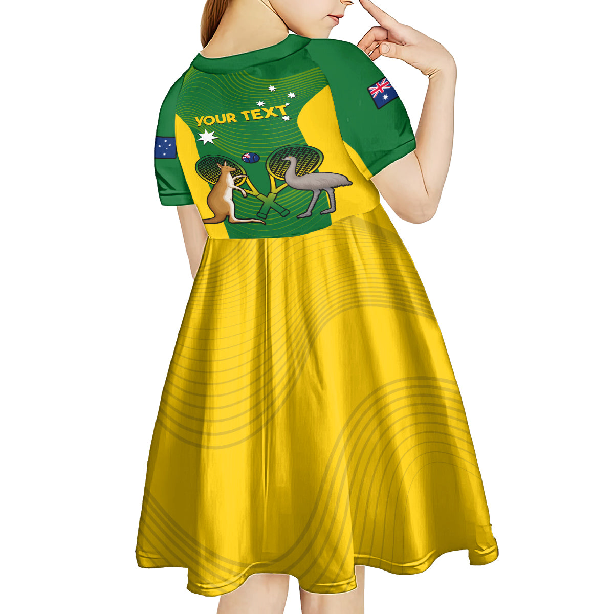 Personalised Australia Tennis Kid Short Sleeve Dress Aussie Pride National Color - Vibe Hoodie Shop