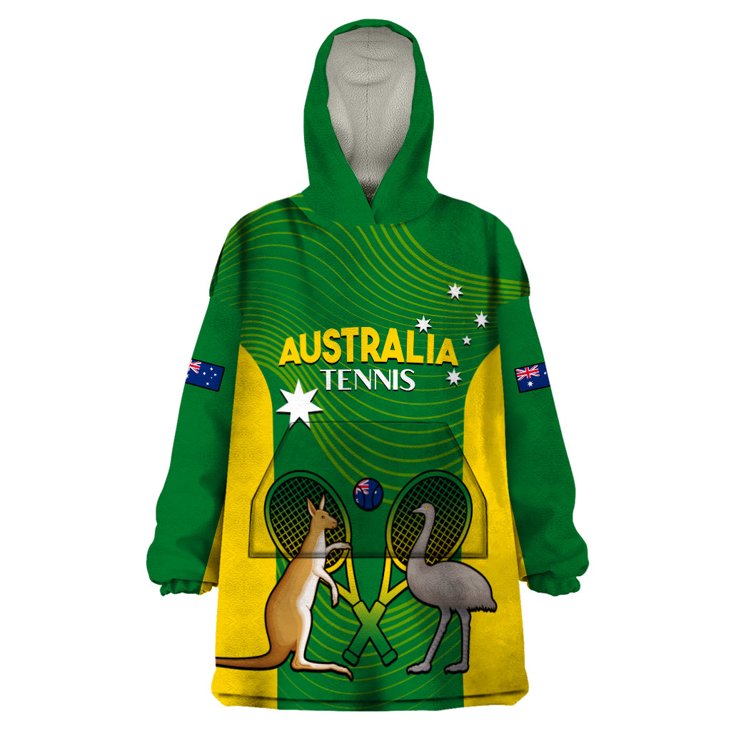 Personalised Australia Tennis Wearable Blanket Hoodie Aussie Pride National Color - Vibe Hoodie Shop