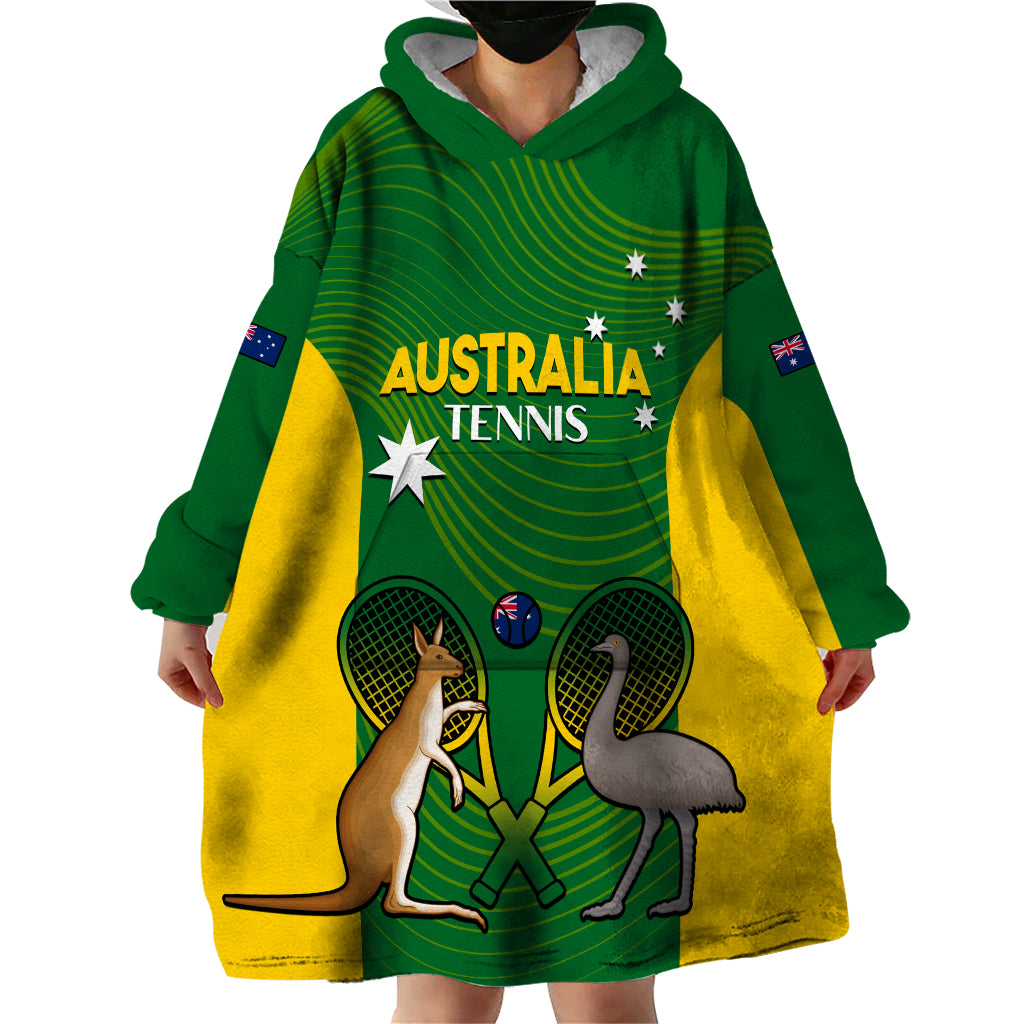 Personalised Australia Tennis Wearable Blanket Hoodie Aussie Pride National Color - Vibe Hoodie Shop