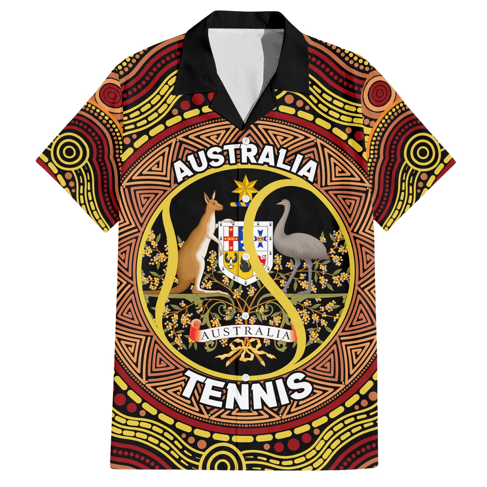 Personalised Australia Tennis Hawaiian Shirt Aussie Indigenous Art - Vibe Hoodie Shop