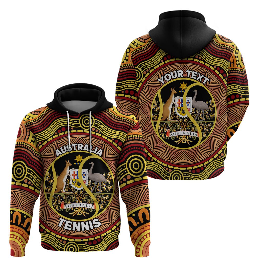 Personalised Australia Tennis Hoodie Aussie Indigenous Art - Vibe Hoodie Shop