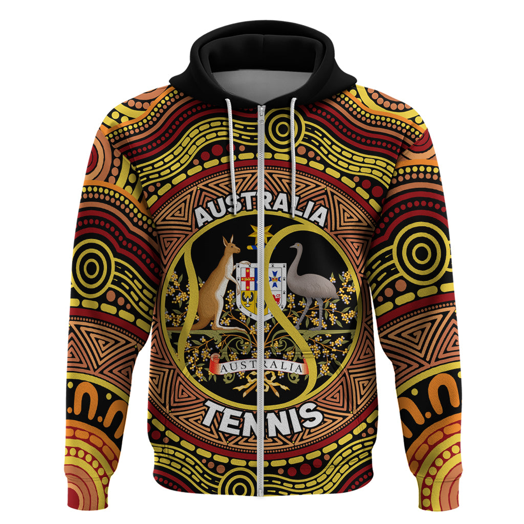 Personalised Australia Tennis Hoodie Aussie Indigenous Art - Vibe Hoodie Shop