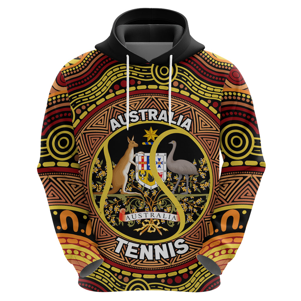 Personalised Australia Tennis Hoodie Aussie Indigenous Art - Vibe Hoodie Shop