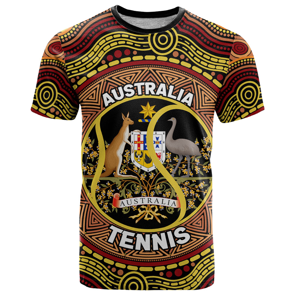 Personalised Australia Tennis T Shirt Aussie Indigenous Art - Vibe Hoodie Shop