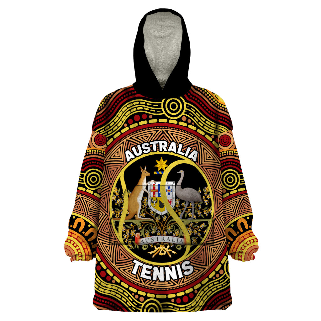 Personalised Australia Tennis Wearable Blanket Hoodie Aussie Indigenous Art - Vibe Hoodie Shop