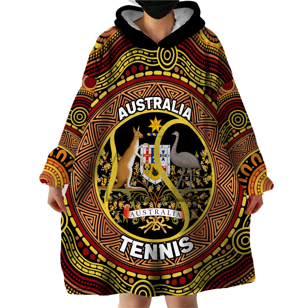 Personalised Australia Tennis Wearable Blanket Hoodie Aussie Indigenous Art - Vibe Hoodie Shop