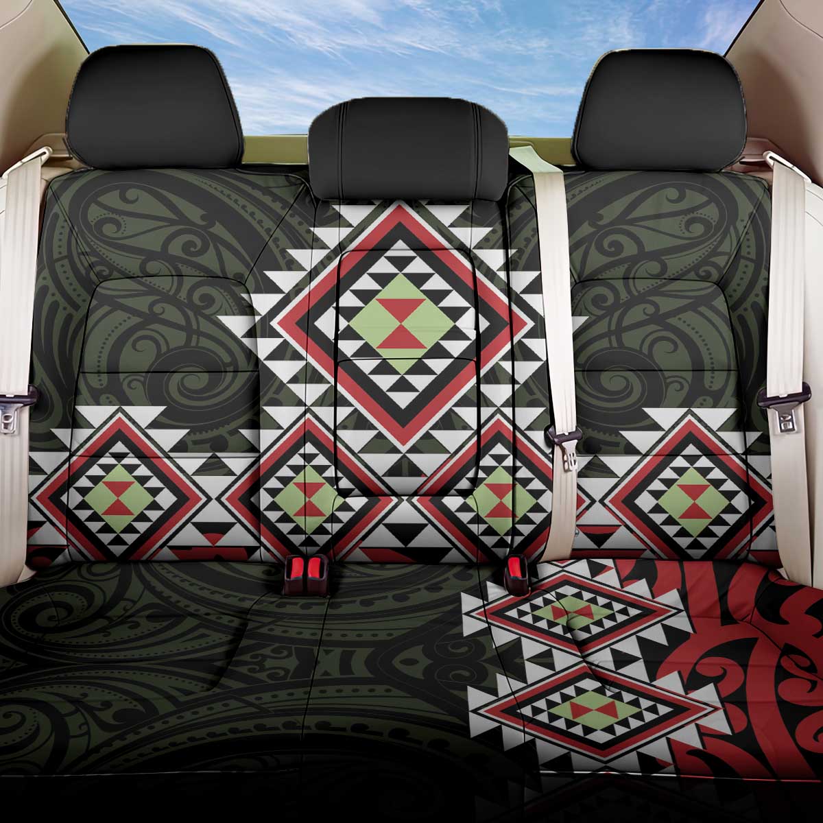 Kia Ora Aotearoa Back Car Seat Cover 2025 Pasifika Maori Taniko Motifs