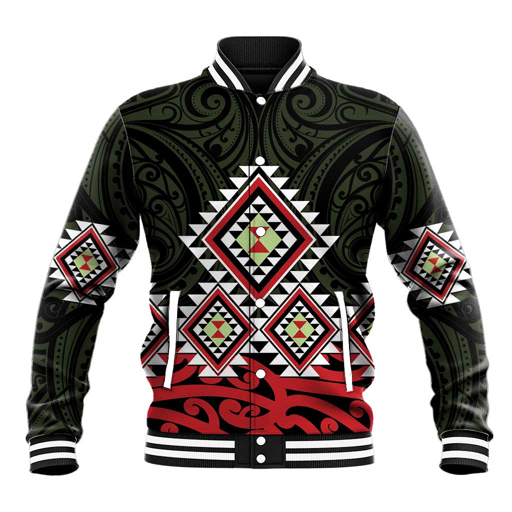 Kia Ora Aotearoa Baseball Jacket 2025 Pasifika Maori Taniko Motifs - Vibe Hoodie Shop