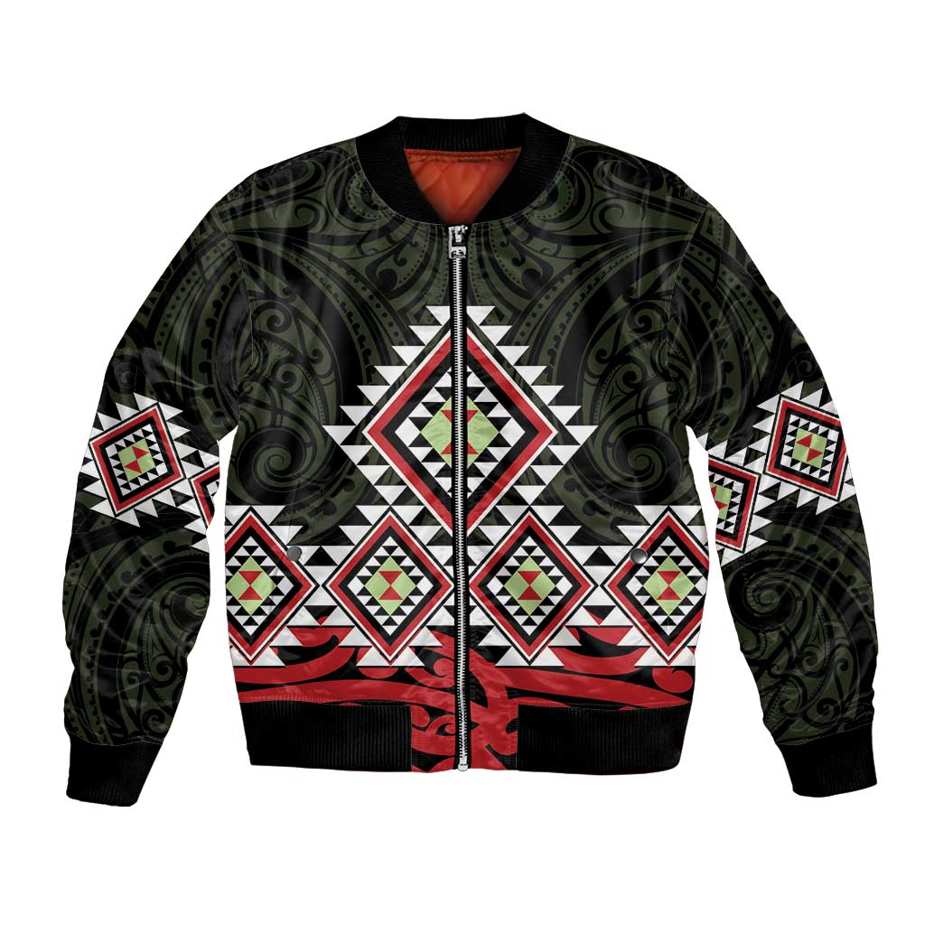 Kia Ora Aotearoa Bomber Jacket 2025 Pasifika Maori Taniko Motifs - Vibe Hoodie Shop