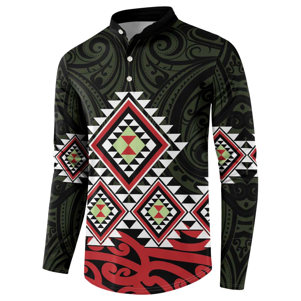 Kia Ora Aotearoa Button Sweatshirt 2025 Pasifika Maori Taniko Motifs