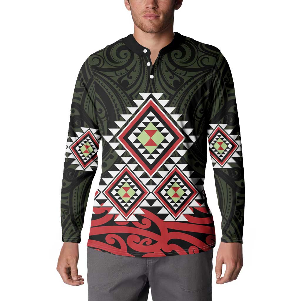 Kia Ora Aotearoa Button Sweatshirt 2025 Pasifika Maori Taniko Motifs