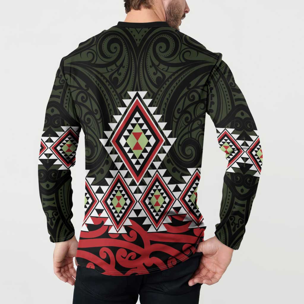 Kia Ora Aotearoa Button Sweatshirt 2025 Pasifika Maori Taniko Motifs