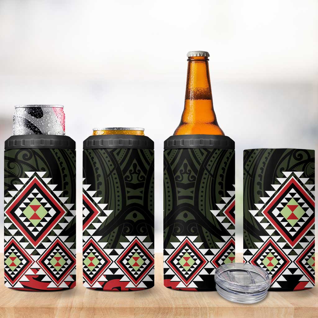 Kia Ora Aotearoa 4 in 1 Can Cooler Tumbler 2025 Pasifika Maori Taniko Motifs